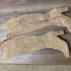 Tan knee high boots